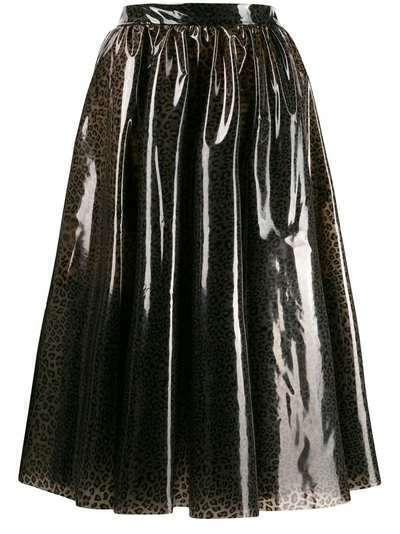 MSGM расклешенная юбка с анималистичным принтом