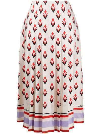 Valentino плиссированная юбка с графичным принтом