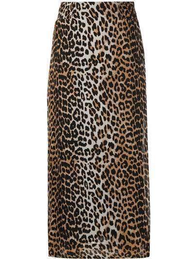 GANNI юбка с леопардовым принтом и завышенной талией