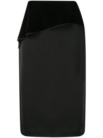 Helmut Lang юбка миди с бархатной вставкой