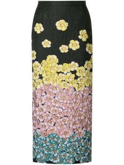 Saiid Kobeisy юбка-карандаш с цветочной вышивкой