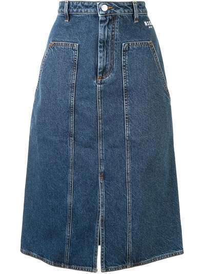 MSGM джинсовая юбка с завышенной талией и вставками