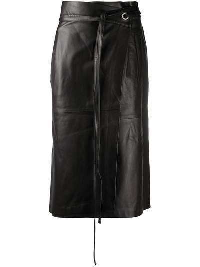 AMBUSH LEATHER WRAP SKIRT BLACK