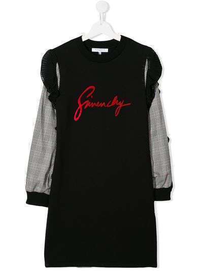 Givenchy Kids платье-свите с контрастными рукавами и логотипом