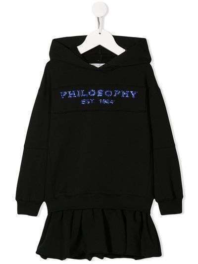 Philosophy Di Lorenzo Serafini Kids платье-худи с декорированным логотипом