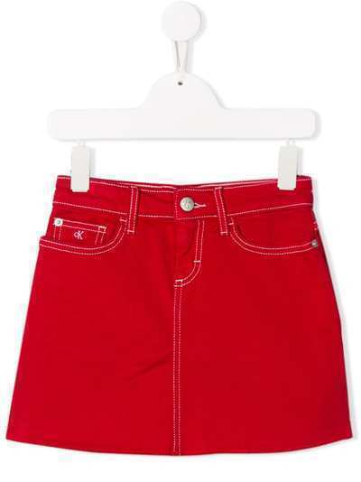 Calvin Klein Kids джинсовая юбка с контрастной строчкой