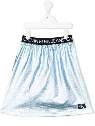 Calvin Klein Kids юбка с эффектом металлик и нашивкой-логотипом
