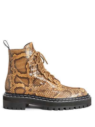 Proenza Schouler Embossed Python Lace Up Boots