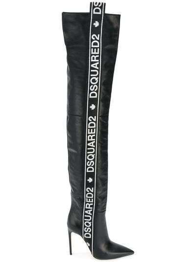Dsquared2 logo stripe knee-high boots