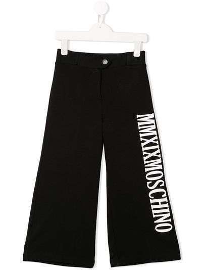 Moschino Kids брюки широкого кроя с логотипом