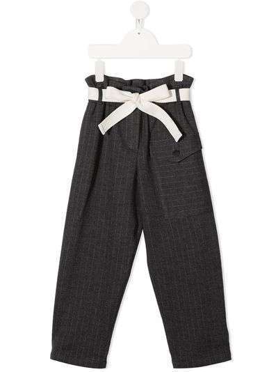 Brunello Cucinelli Kids брюки в тонкую полоску с завязками