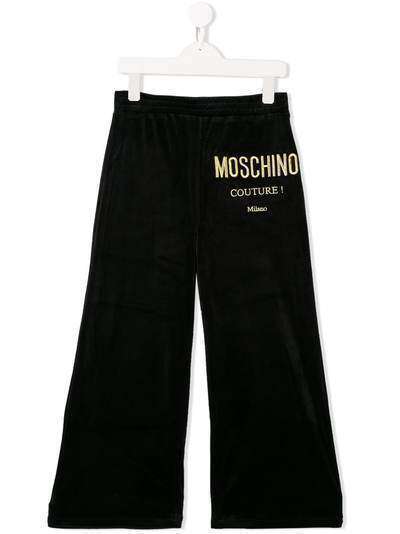Moschino Kids широкие брюки с вышитым логотипом
