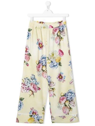 Monnalisa брюки с подворотами и цветочным принтом