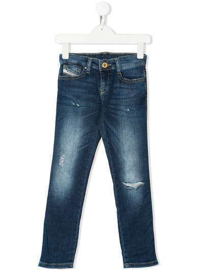 Diesel Kids джинсы скинни средней посадки с эффектом потертости