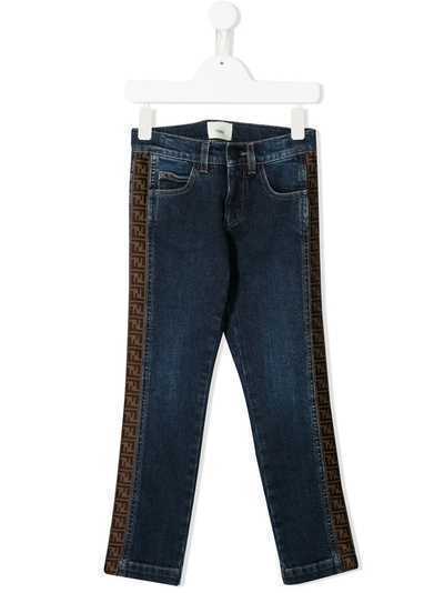 Fendi Kids джинсы с логотипами на лампасах