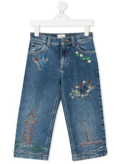 Gucci Kids джинсы прямого кроя с вышивкой