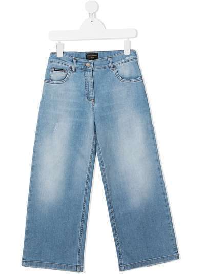 Dolce & Gabbana Kids широкие джинсы с эффектом потертости