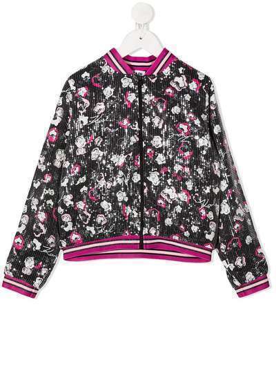 Karl Lagerfeld Kids куртка с пайетками и цветочным принтом