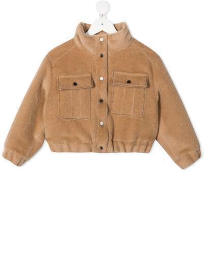 Brunello Cucinelli Kids пуховик с искусственным мехом