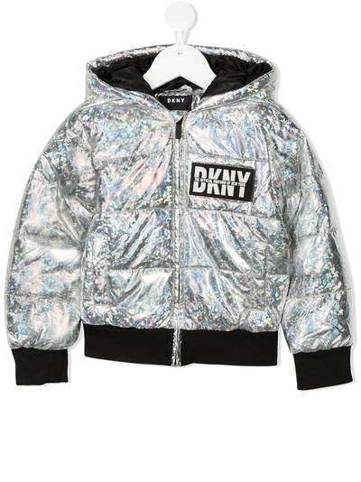 Dkny Kids пуховик с эффектом металлик