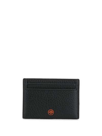Mulberry leather card holder with contrast lining and logo