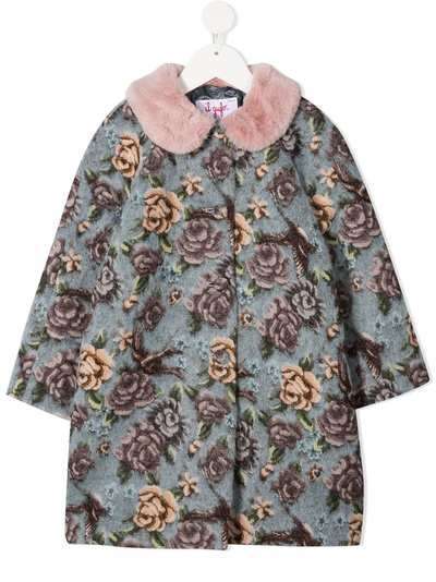 Il Gufo однобортное пальто с цветочным принтом
