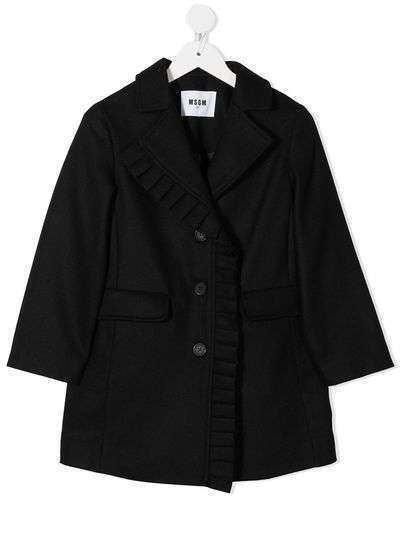 Msgm Kids embroidered heart single breasted coat
