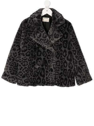Zadig & Voltaire Kids TEEN leopard faux fur coat