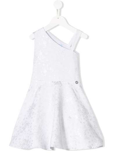 LANVIN Enfant платье на одно плечо с металлизированным цветочным принтом