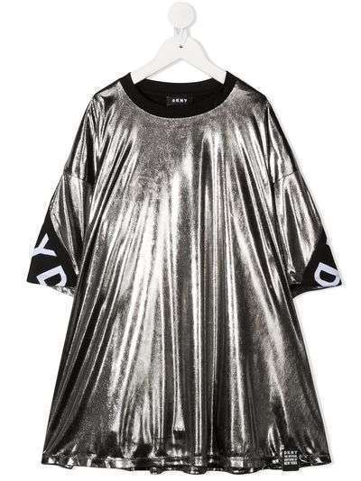 Dkny Kids платье с эффектом металлик и логотипом