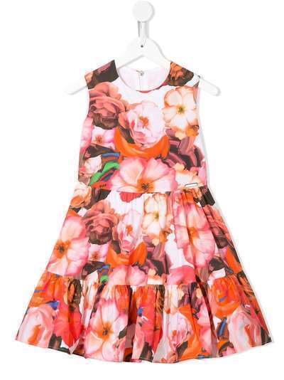 Msgm Kids платье с ярусным подолом и цветочным принтом