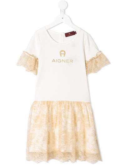 Aigner Kids платье с кружевом