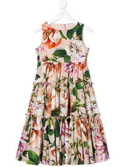 Dolce & Gabbana Kids ярусное платье с цветочным принтом