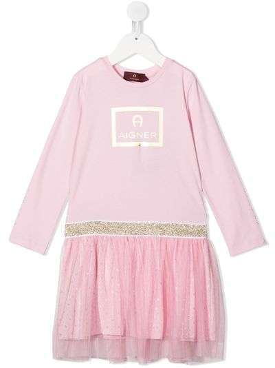 Aigner Kids пышное платье с логотипом