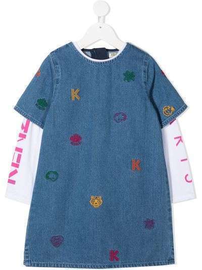 Kenzo Kids джинсовое платье с вышивкой