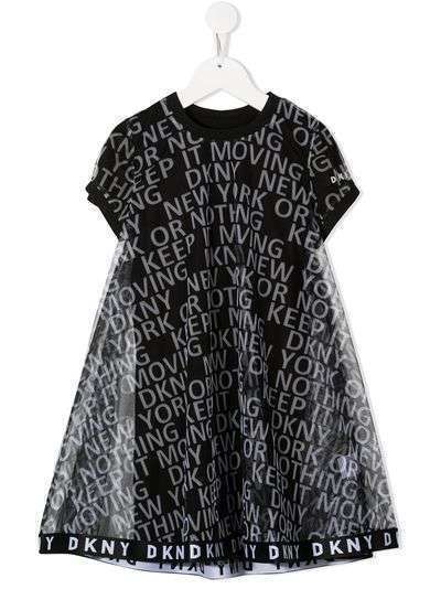 Dkny Kids платье с короткими рукавами и надписью