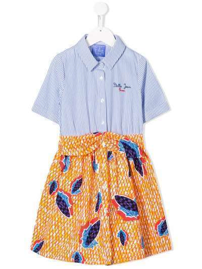 Stella Jean Kids платье-рубашка с контрастной вставкой в полоску