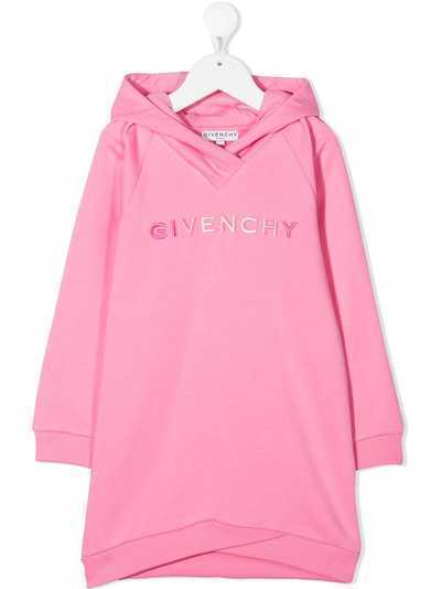 Givenchy Kids платье с капюшоном и вышитым логотипом