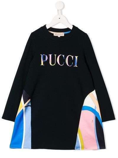 Emilio Pucci Junior платье-толстовка с вышитым логотипом