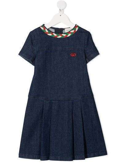 Gucci Kids джинсовое платье с отделкой Web