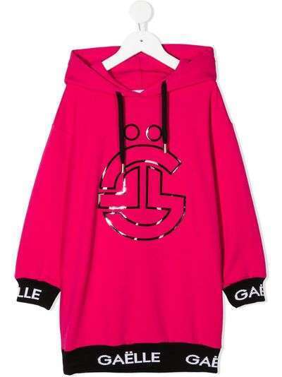 Gaelle Paris Kids платье с капюшоном и логотипом