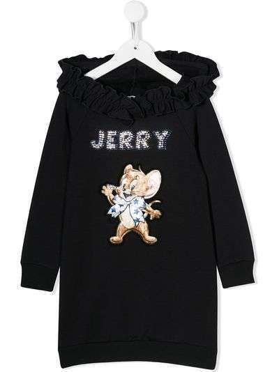 Monnalisa платье Jerry с капюшоном и вышивкой