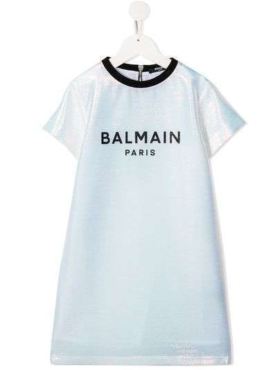 Balmain Kids платье с вышитым логотипом