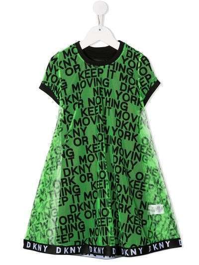 Dkny Kids расклешенное платье с надписью
