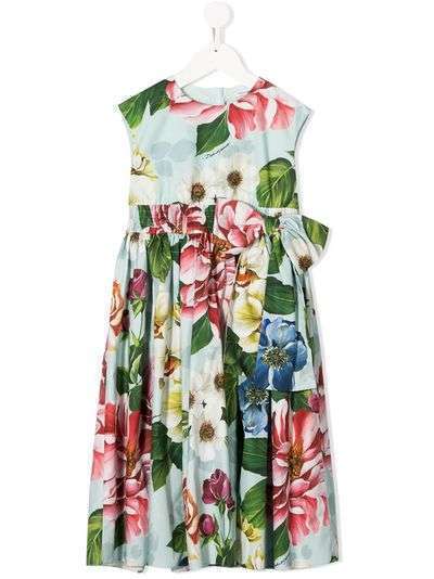Dolce & Gabbana Kids поплиновое платье с цветочным принтом