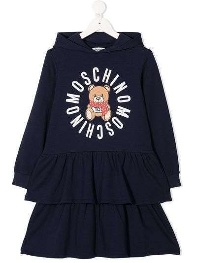 Moschino Kids платье-толстовка с логотипом Teddy Bear и оборками