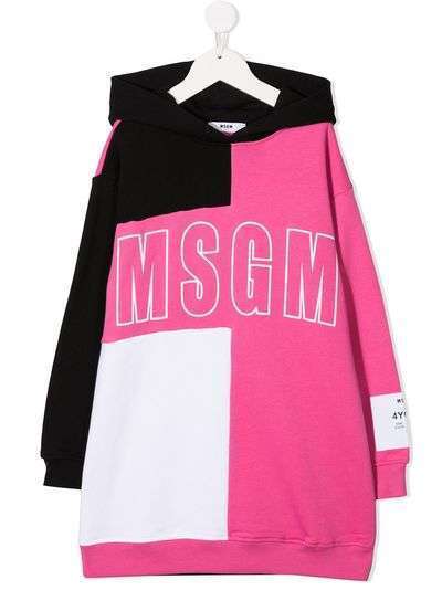 Msgm Kids платье с капюшоном и вставками