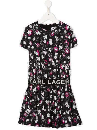 Karl Lagerfeld Kids платье с короткими рукавами и цветочным принтом