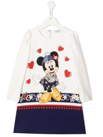 Monnalisa платье с длинными рукавами и принтом Minnie Mouse
