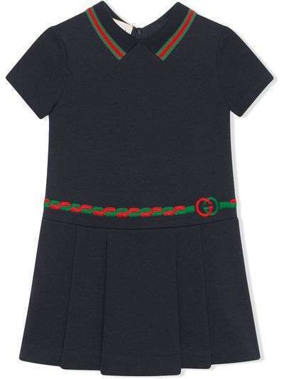 Gucci Kids платье с логотипом Interlocking G и отделкой Web